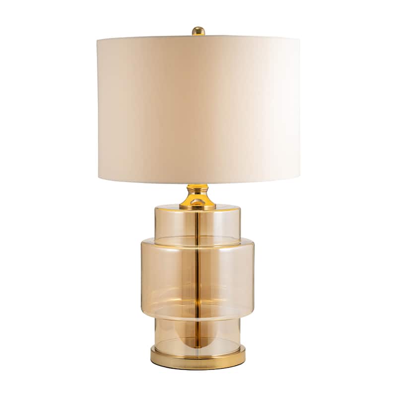 Sagebrook Home Glam Glass, 30" Lustered Table Lamp, Gold, Cylinder - 18" x 18" x 30" - 18" x 18" x 30"