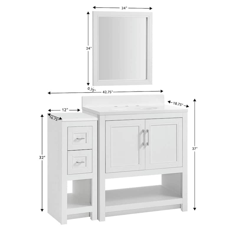 Blakely Vanity with Mirror and 12-inch Side Cabinet