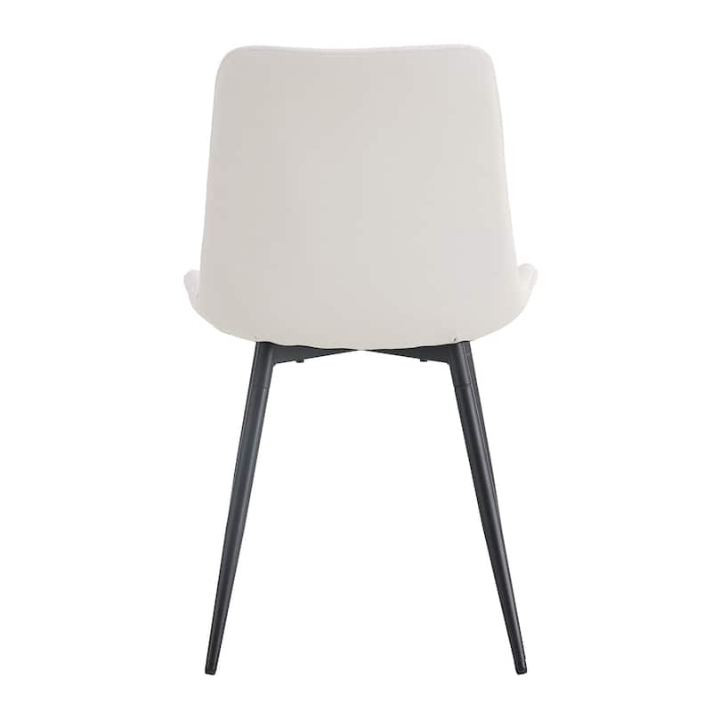 Dining Chairs Set of 6, Modern Armless Kitchen Chairs with Back, Faux Leather Dining Room Chairs with Metal Legs for Home Bistro