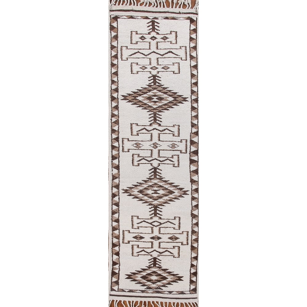 Beige Anatolian Turkish Runner Rug Handmade Tribal Wool Carpet - 2'11"x 12'7"