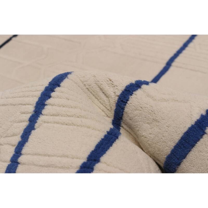 ECARPETGALLERY Hand Loomed Kashkuli Gabbeh Cream, Navy Wool Rug - 5'3 x 7'7