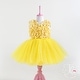 preview thumbnail 5 of 6, 3D Flowers and Crystal Stone Decorated Special Occasion Dress for Toddler 12 - 18 Months - Yellow