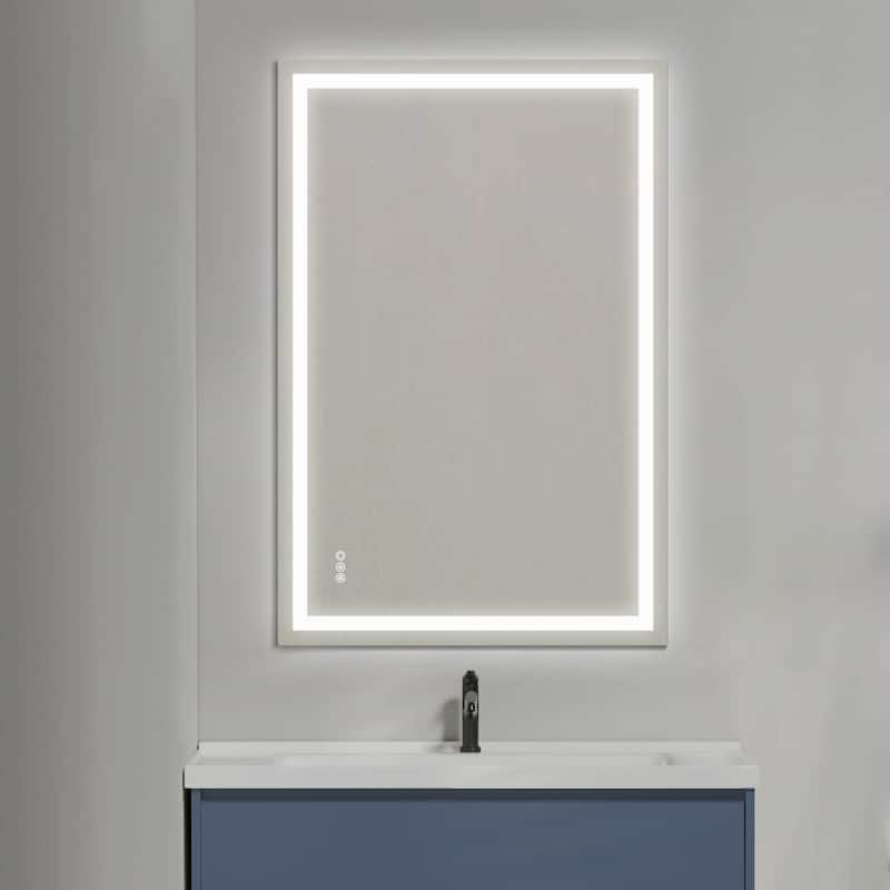 Topcraft Frameless Eco-Friendly Silver Mirror with Dual LED Strip Lighting