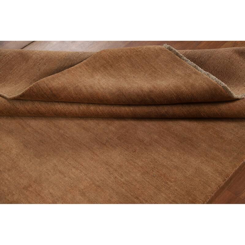 Gold Brown Modern Gabbeh Oriental Area Rug Hand-Knotted Wool Carpet - 5'5" x 8'2"