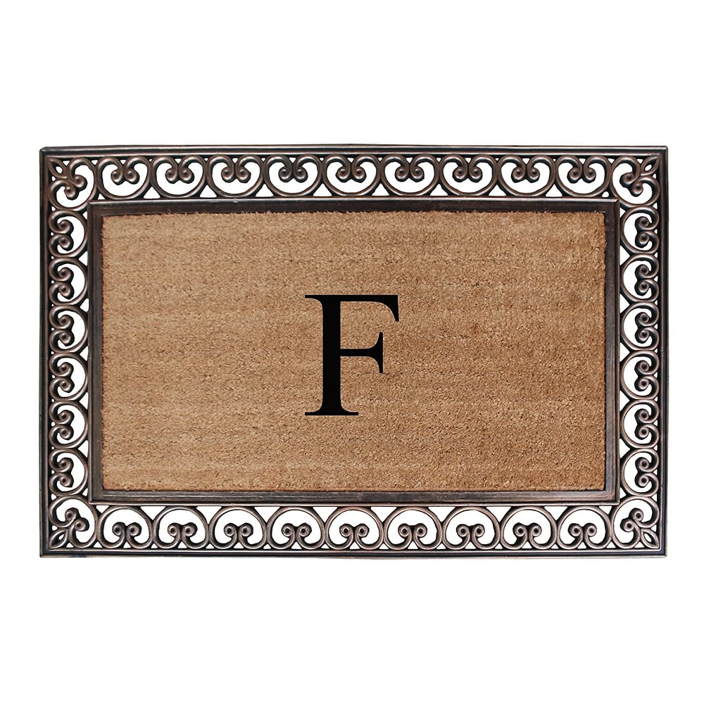 A1 Home Collections Rubber Coir Classic Paisley Border Monogrammed Welcome Entrance Doormat
