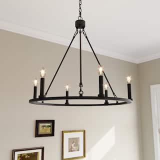 Acroma 6-light Farmhouse Rustic Round Wagon Wheel Chandelier with UL - 23''