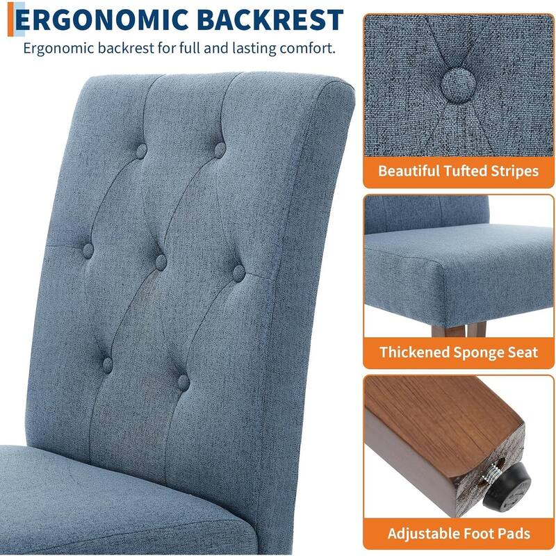 Set of 2 Button Tufted Modern Parsons Upholstered Dining Chairs for Dining Room, Cafe & Home