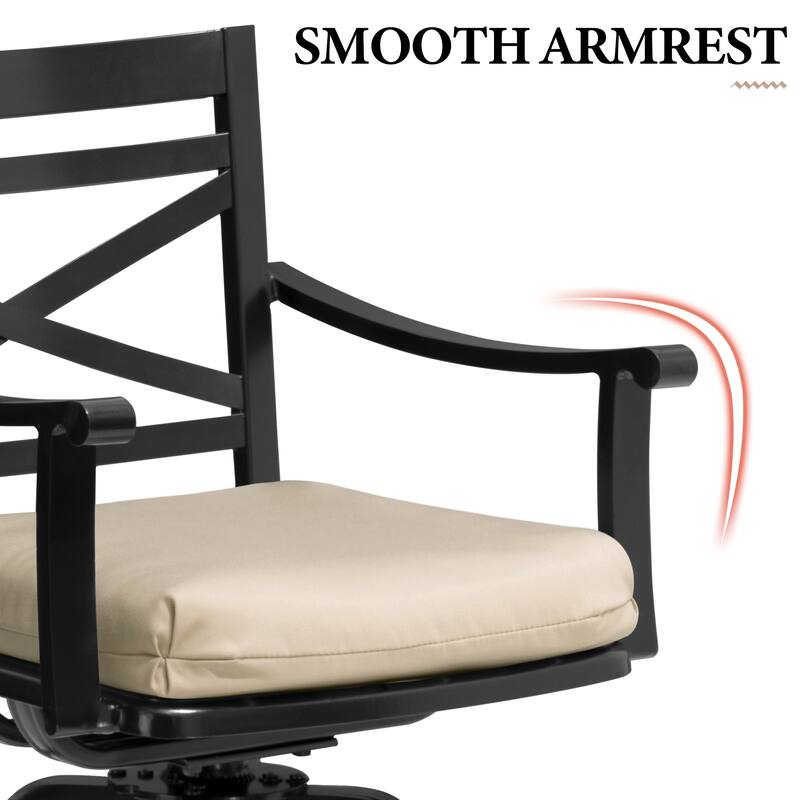 All-Weather Patio Outdoor Indoor Aluminum Swivel Bar Stools with Sunbrella Cushion