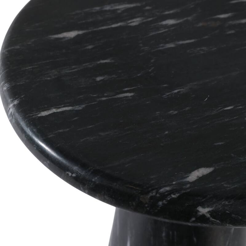 Marble Stone Accent Table Pedestal Base Savoir Style - 22" Black - 10" x 10" x 21.5"