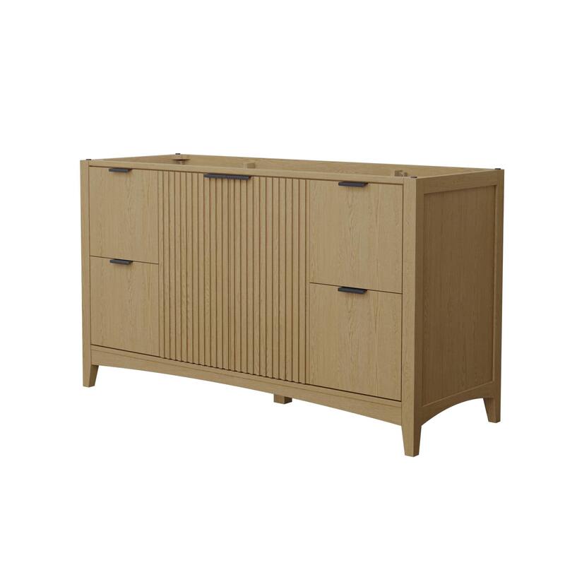 Wyndham Collection WCF9191-60S-CXSXXMXX Palmilla 60" Single Free - Natural Oak / Matte Black Hardware