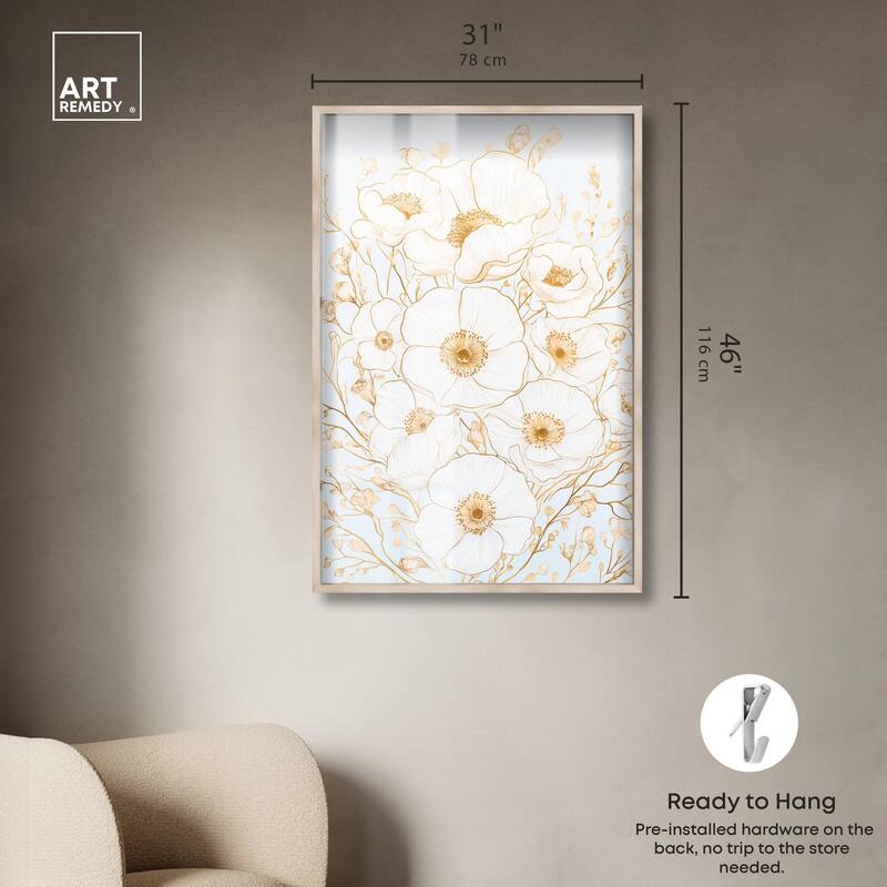 White and Gold Poppies II Shadowbox by Art Remedy