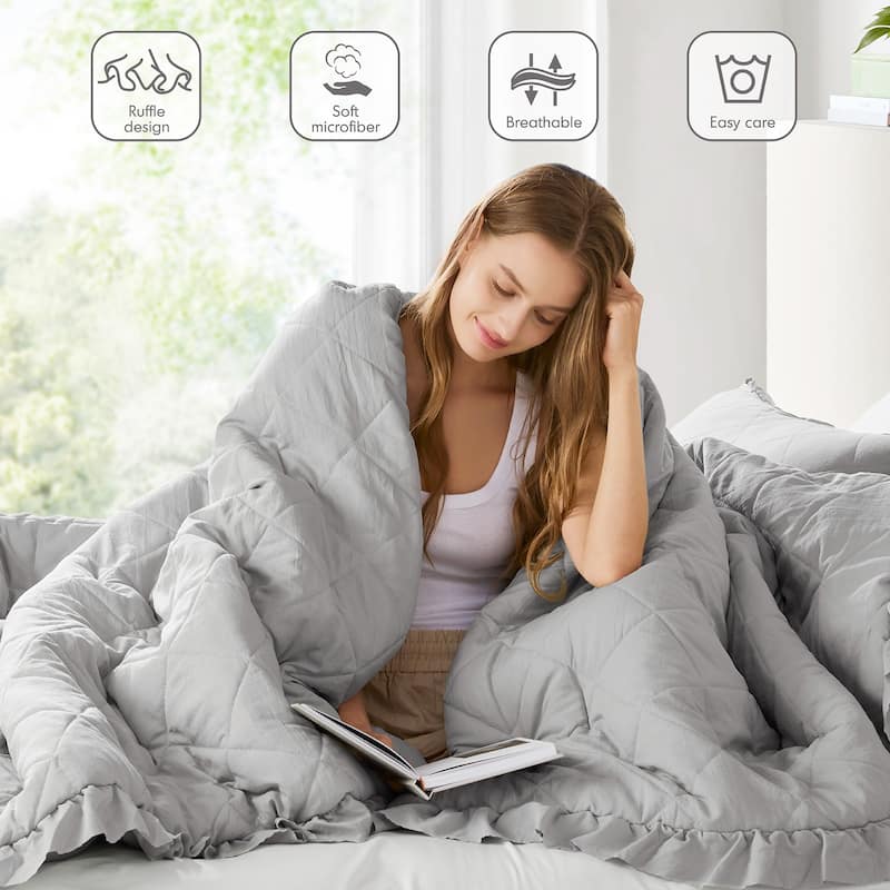 Chelsea Square Himari Diamond Quilted Ruffle Edge Comforter Set