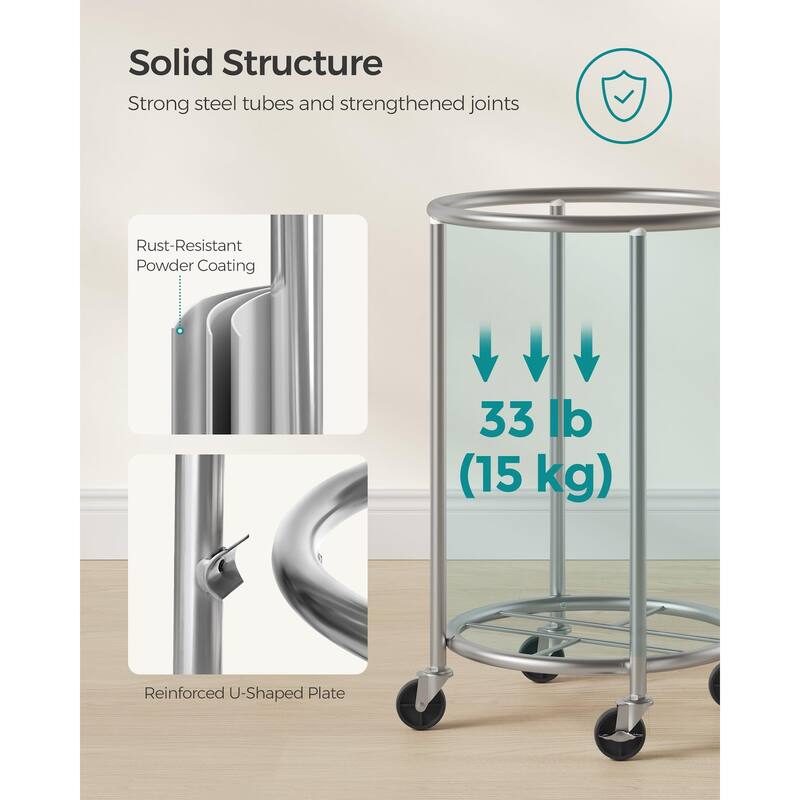 Laundry Basket with Wheels,Rolling Laundry Hamper,18.5 Gal,Round Laundry Cart with Steel Frame and Removable Bag,4 Casters