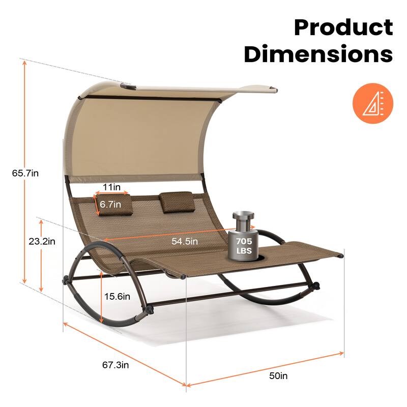Outdoor Patio Double Chaise Lounge Chair