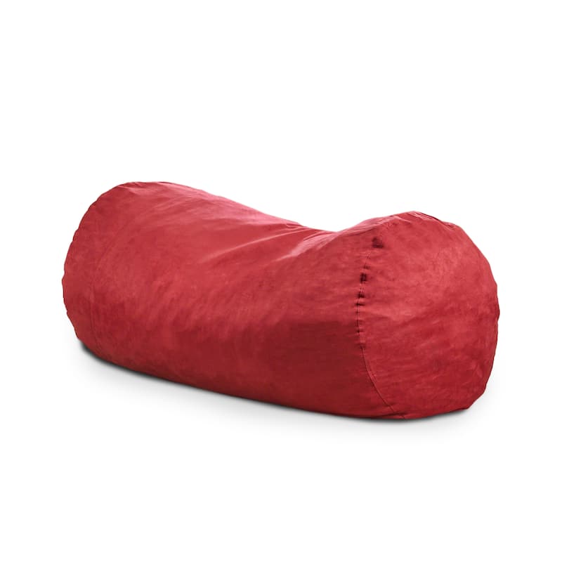 Jasper Traditional 8 Foot Cylindrical Suede Bean Bag - Red