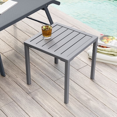 Pellebant Outdoor Aluminum Small Square Side End Table - 15.67" L x 15.67" W x 15.83" H
