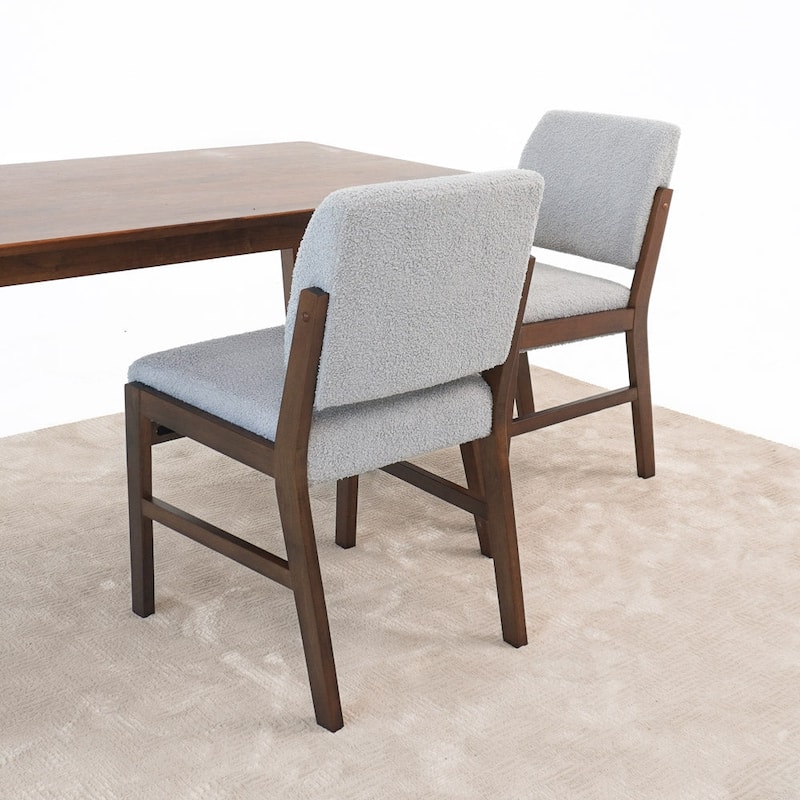 GDFStudio - Weston Modern Wood Upholstered Linen Dining Chair Set with Full-back Support, Set of 2 - 22"W