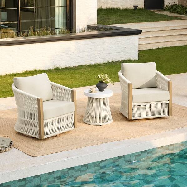Carlos Outdoor Patio Furniture Bistro Set Swivel Chair