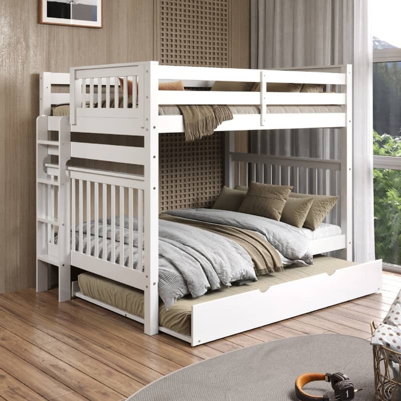 Taylor & Olive Trillium Full over Full Bunk Bed, Full Trundle - White