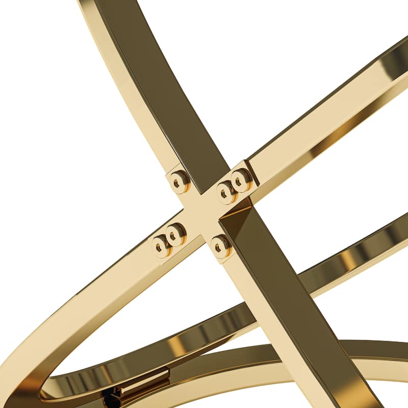 31.50" Modern Rectangle Glass Coffee Table with Ring-Shaped Frames