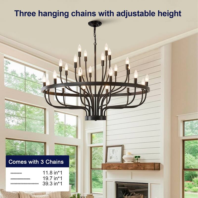 Industrial Chandelier Rustic Vintage 24-Lights Candle Style Light Fixture Large Retro
