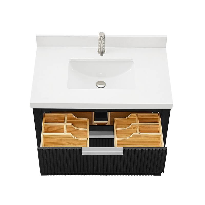 Santarem Single Vanity with Pure White Quartz Stone Top without Mirror
