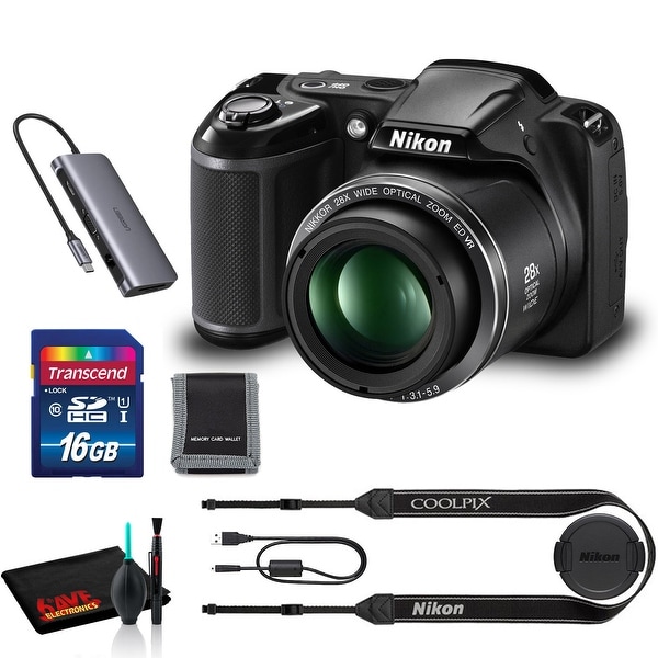 Nikon COOLPIX L340 Digital Camera (Black) with Cleaning Kit and 16GB Memory Kit. Opens flyout.