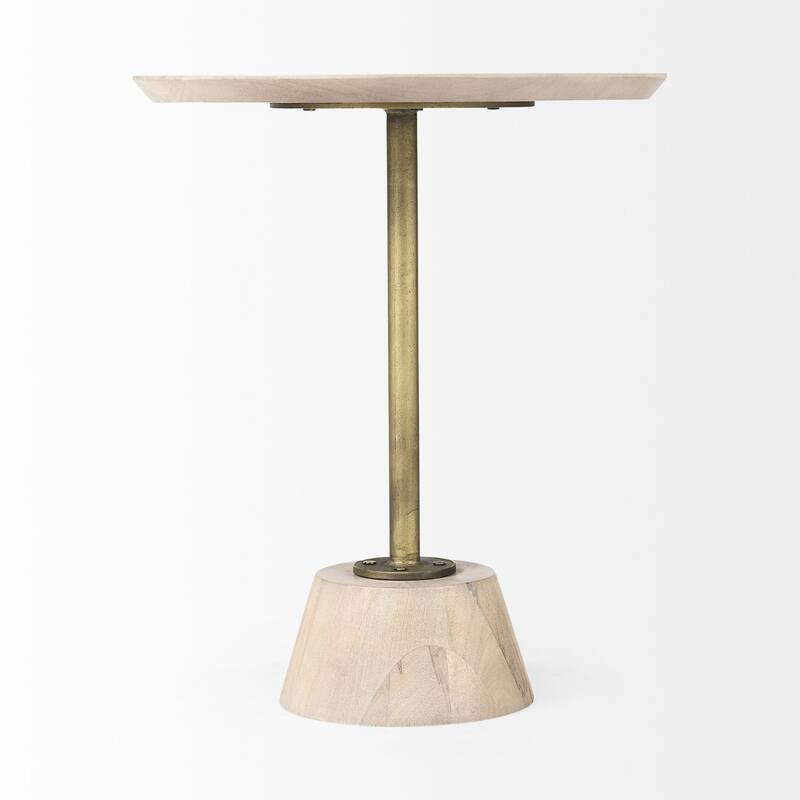 Contemporary 20” Round Solid Wood End Table with Thick Top and Pedestal Base for Living or Bedroom - 20”L x 20”W x 24”H