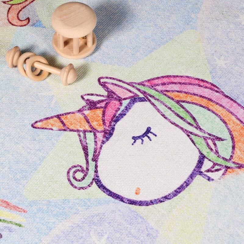 Unicorn Rainbow Colorful Playroom Indoor Area Rug by Superior