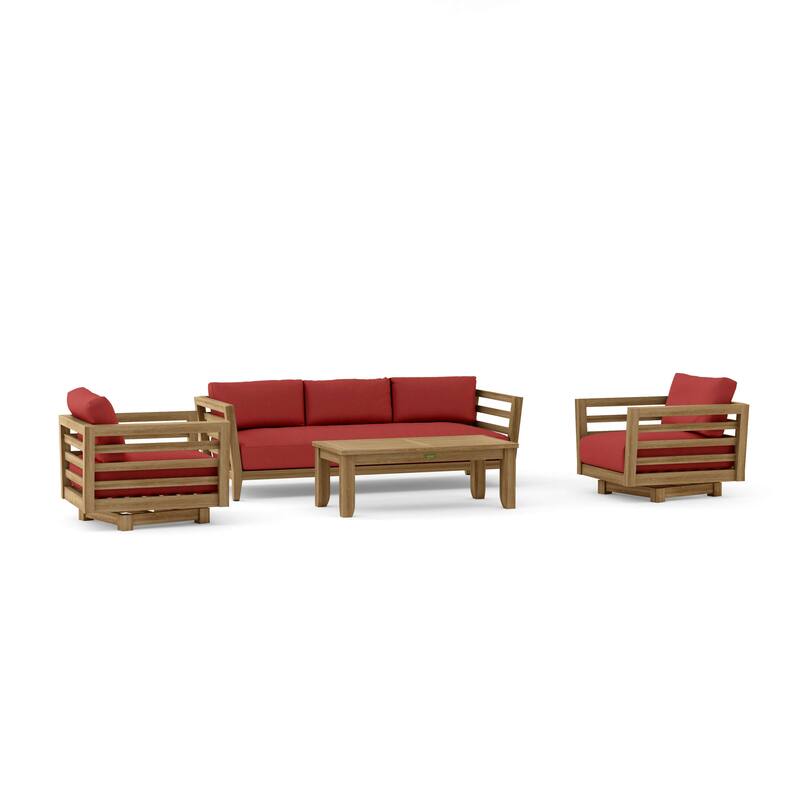 Cordoba Deep Seating 4-Piece Swivel Set - Cast Pomegranate