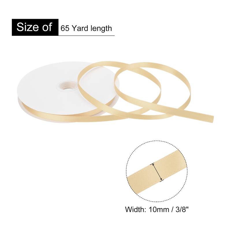 Satin Ribbon Grosgrain Valentine Solid Double Face Wedding Ribbon - Champagne - 3/8" x 65 Yard