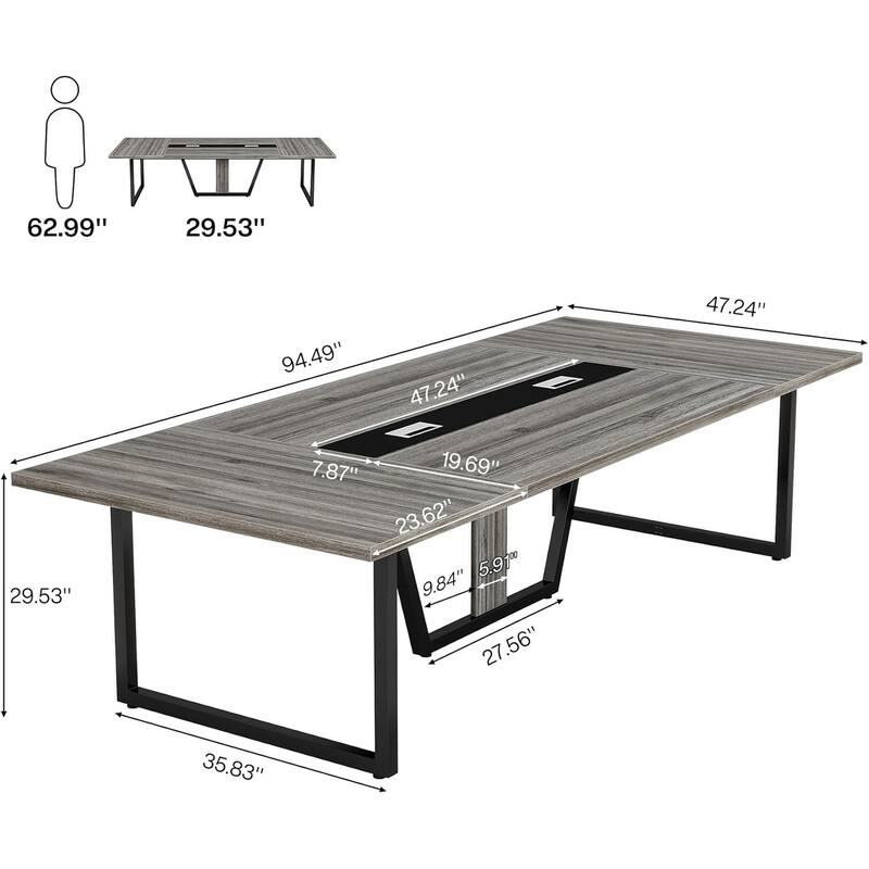 8FT Conference Table, Large Meeting Table for 10 People, Easy Assembly