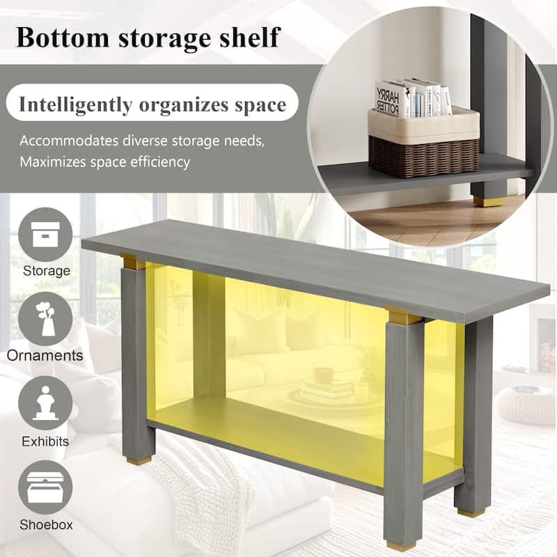 62.9" Console Table, Solid Wood Entryway Sofa Table with Storage Shelf for Hallway, Living Room, Bedroom, Foyer, Corridor