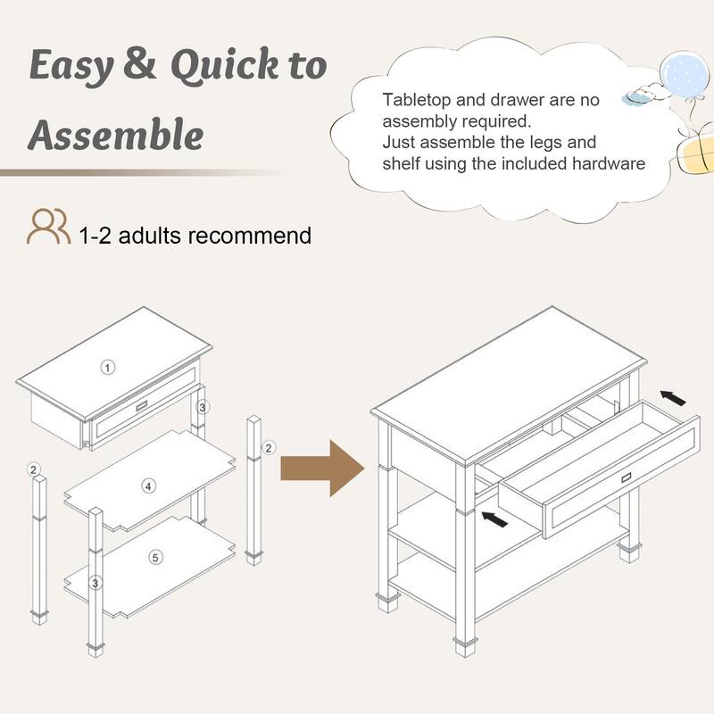 Accent White Console Table with Drawer and Shelf, Wood Sofa Table with Storage for Entryway Hallway Living Room