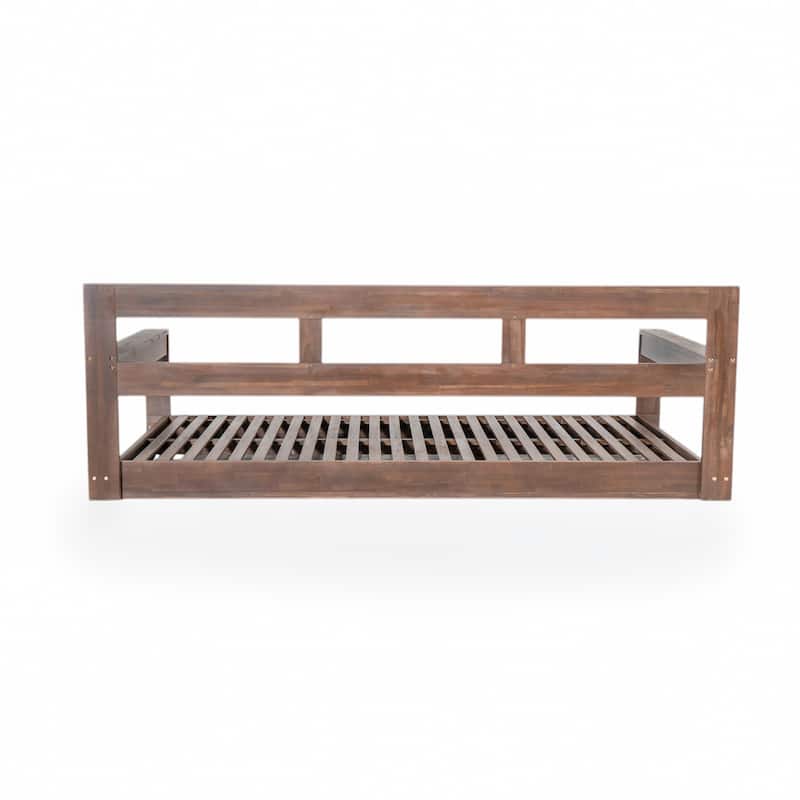Patio Wooden Twin Size Porch Swing Daybed Frame, Garden Swing Bench Chair with 4 Hanging Ropes