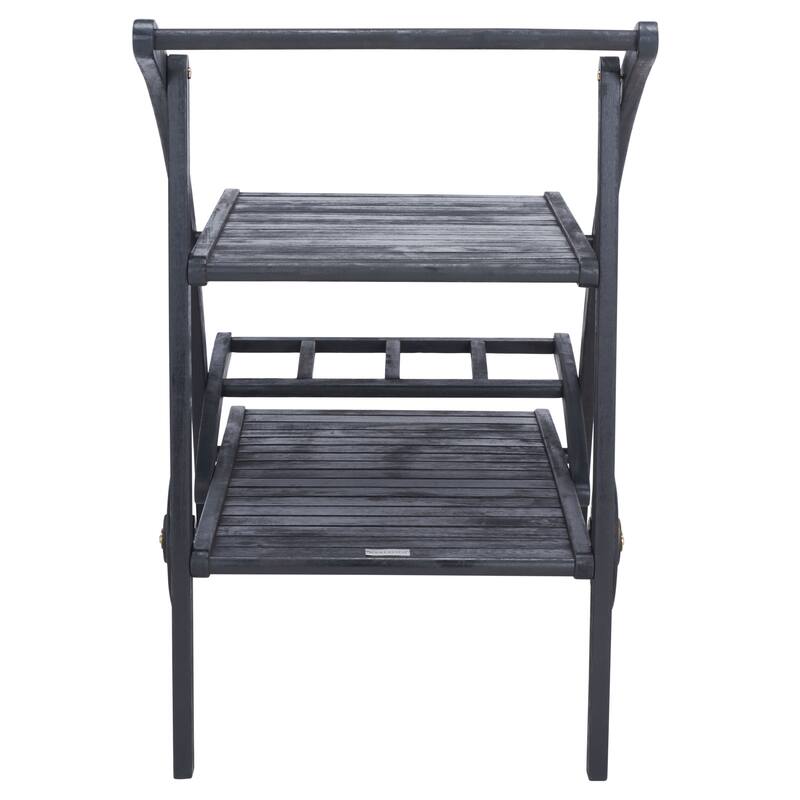 SAFAVIEH Outdoor Johana Acacia Wood Tea Cart - 25Wx34Dx34H