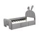 preview thumbnail 19 of 20, Velvet Rabbit-Shaped Twin Size Platform Bed with Drawers and Bed-End Storage Pocket