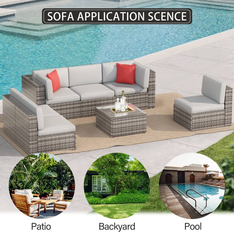 7PCS Outdoor Sectional Sofa Set