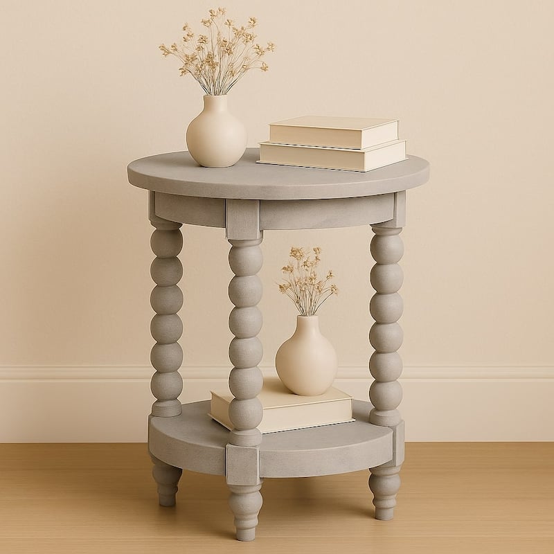 Solid Wood Ellsworth Round Side Table in Acid Wash