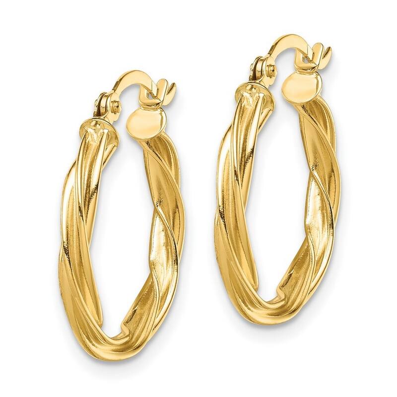 Curata 14k Yellow Gold Polished Twisted Hoop Earrings - 20.5x19.25mm