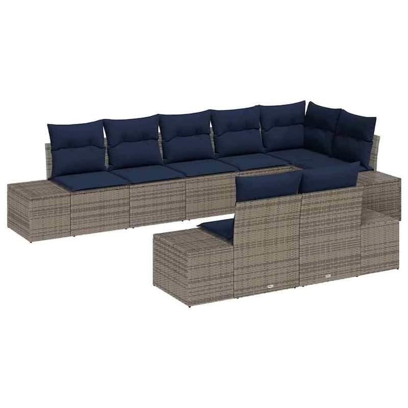 vidaXL 9 Piece Garden Sofa Set with Cushions - 125.6×60.6×27.2