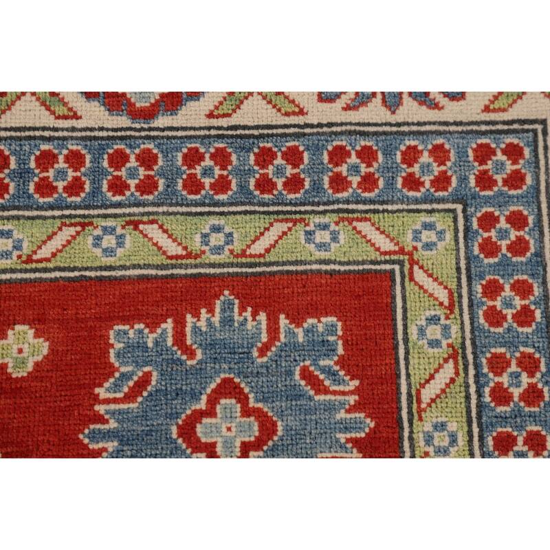 Geometric Red Kazak Oriental Area Rug Handmade Wool Carpet - 6'8" x 9'9"