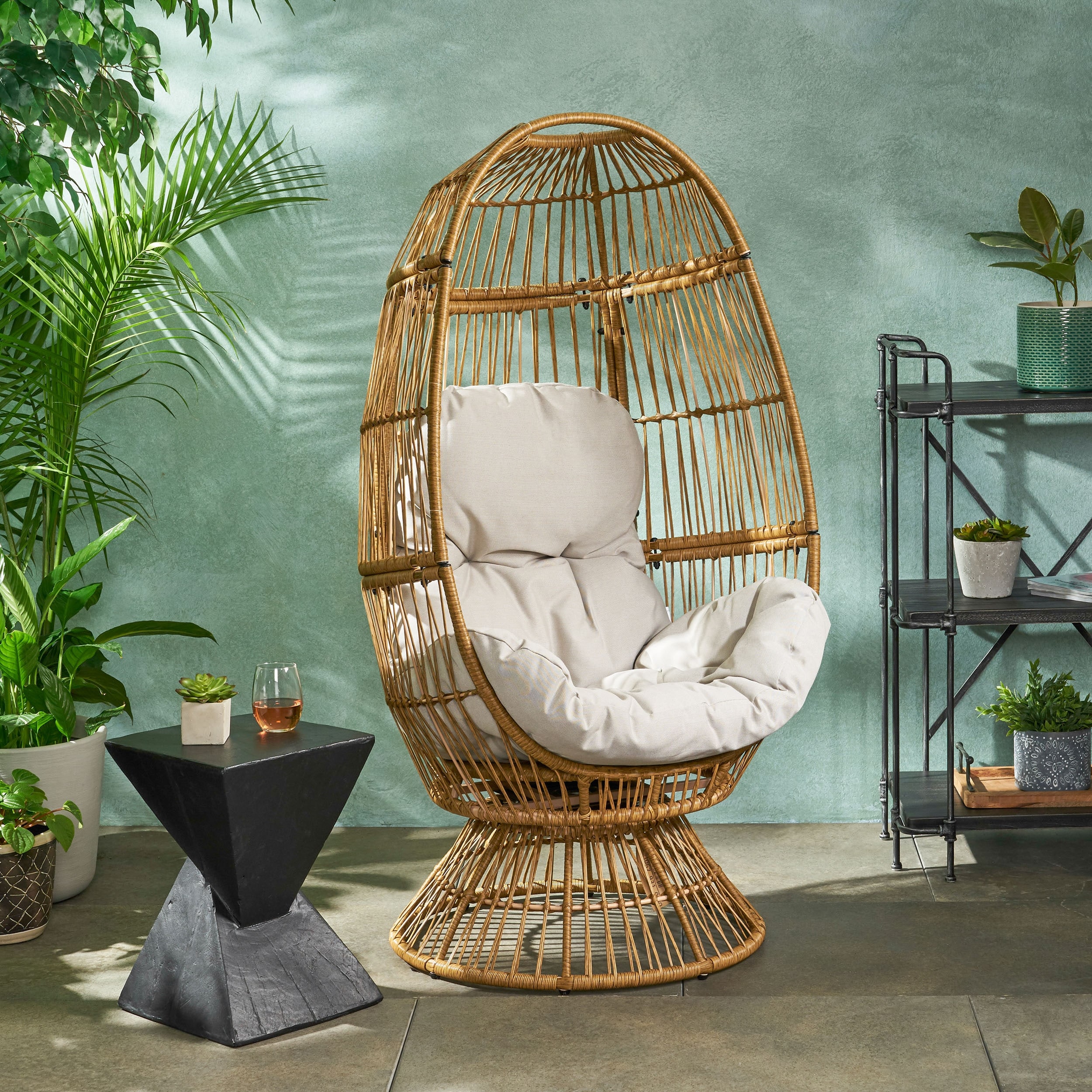 Outdoor Narrow Egg Chair Wicker, Patio Rattan Basket Chair