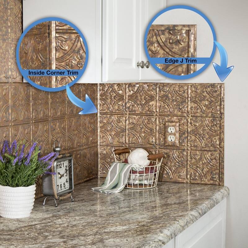 Fasade Backsplash Accessory Kit in Cracked Copper - 5 Pack