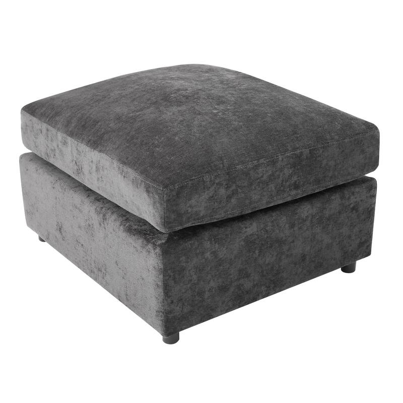 85.4" Chenille Modular Sectional Sofa with Ottoman and USB Ports - U/L-Shaped Convertible Design