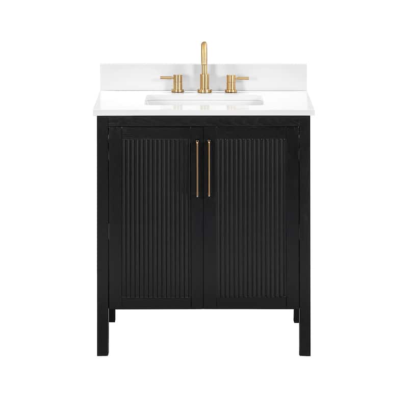 Avanity LUKA-VS31-WT Luka 30" Free Standing Single Basin Vanity Set - Black Oak - Oak Finish
