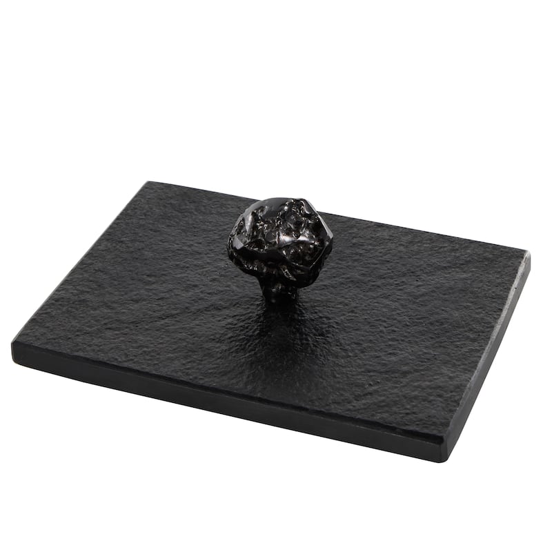 Black Marble Box with Textured Silver or Black Aluminum Knobs (Set of 3)