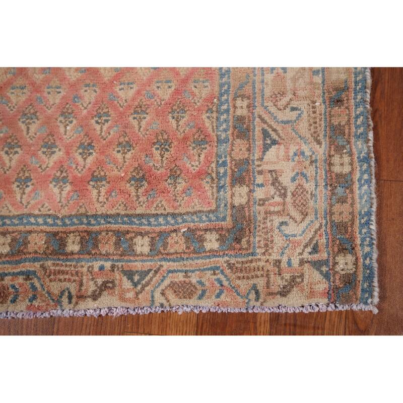 Distressed Botemir Persian Vintage Runner Rug Hand-Knotted Wool Carpet - 2'9" x 9'9"