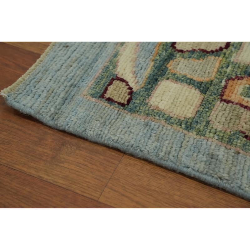 Geometric Wool Oushak Vegetable Dye Large Rug, Medallion Geometric Carpet - 17' 11'' X 12' 3''