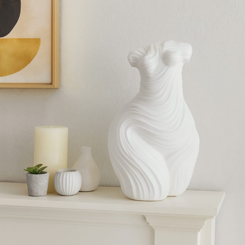 Abstract Female Torso Sculpture in Resin - Decorative Objects for Home Decor - 10" x 8" x 16"